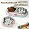 Comedero para Gatos Tazón para Comida de Mascotas Acero Inoxidable 304 Comedero y Bebedero Integrado Doble Tazón Bebedero para Gatos Antiderrames