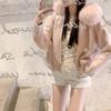 Casaco Cardigan de Tricô Cinza com Capuz Feminino Outono Estilo Coreano Solto Macio Cera Preguiçoso Tricô Top para Inverno