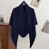 Bufanda de Punto Cruz de Mezcla de Lana de Color Sólido Versátil de Moda Calentador de Cuello Bufanda Cardigan Exterior