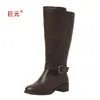 Juyuan 2026 Nuevas Botas de Cuero para Mujer Tallas Grandes de Comercio Exterior WISH Amazon Estilo Europeo Americano con Cremallera Lateral a Media Pantorrilla