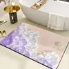 Alfombra de baño con pintura al óleo 3D, alfombra absorbente para la entrada del baño de casa, alfombrilla de tocador antideslizante de tierra de diatomeas con diseño de plantas y flores
