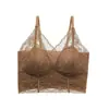 Sujetador tipo camisola de encaje estilo francés para mujer, sin varillas, copa fija, realza y soporta los senos laterales, previene la flacidez, hermoso sujetador tipo chaleco en la espalda