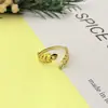 Anillo Abierto Geométrico de Acero Inoxidable Estilo Ins Europeo y Americano Transfronterizo Anillo de Ola de Verano para Mujer Titanio Acero Oro 18K