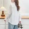 EspecialBlusa jacquard elegante para mujer talla grande, otoño 2026, nuevo estilo, con cuello de encaje y cuello mao pequeño 0718