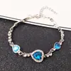 Pulsera de Cristal Corazón del Océano Nueva Europea y Americana para Mujer Joyería Coreana Diamante Corazón de Melocotón Amor Pulsera Casual