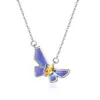 Collar de Plata S925 con Colgante de Mariposa de Piedra de Cristal Natural Esmalte Artesanal Corte Floral de Alta Gama Collar Tesoro de Color