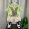 Conjunto para Niños 2024 Nuevo Elegante Bebé Verano Manga Corta Ropa de Moda Niños Celebridad de Internet Estilo Callejero Conjunto de Dos Piezas