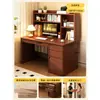 Escritorio con estantería, mesa integrada para estudiantes y uso doméstico, escritorio de escritura para dormitorio, montado en la pared con cajones, estantería, escritorio de oficina para computadora para adultos