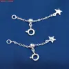 Plata de Ley Epoxy Estrella de Cinco Puntas Cadena de Cola Espaciadores Perlas Corazón Cepillado Plateado Blanco Patrón de Martillo Colgante Accesorios Material para DIY