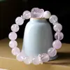 2026 Nuevo Pulsera de Cuarzo Rosa Natural y Concha de Perla Pulsera Original de Cristal Gato de la Fortuna Venta al por Mayor