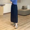 Saia Midi H-line de Linho Tencel Zedaikai Simples Elegante Fresca Respirável Cobre Imperfeições Emagrecimento Casual Bolso Saia Longa Verão