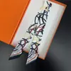 Pañuelo de sarga de seda artificial pintado a mano de 90*5 cm con estampado a doble cara, cinta, pañuelo pequeño para el cuello, diadema, decoración para bebé