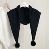 Cachecol Triangular Vermelho Estilo Retrô com Pompons, Cachecol Xale Multifuncional à Prova de Vento e Frio para Outono e Inverno, Xale Quente para Mulheres