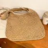 Bolsa de palha grande para mulheres, bolsa de ombro tecida casual, bolsa de praia para férias, acessório moderno e versátil