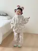 Pijama Infantil Outono e Inverno Meninas Veludo Plus Meninos Espessado Flanela Coral Conjunto 2026 Novas Roupas de Casa para Bebês
