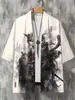 Capa Kimono de Moda Digital 3D Verano 2024 Cárdigan para Hombres y Mujeres Chaqueta Bata Casual de Siete Mangas para Hombres
