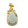 Piedra de Jade Birmano Natural Grado A Colgante Ruyi Agua Azul Artículo de Diversidad 9027