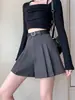 Pantalones Cortos Culotte Plisados de Traje Gris de Alta Calidad para Mujer Verano 2024 Cintura Alta Sueltos de Corte A Pantalones Casuales de Pierna Ancha Pantalones Cortos Ajustados
