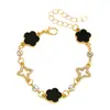 Conjunto de Collar y Pulsera con Colgante de Trébol Esmaltado de Estrella de Cuatro Puntas Incrustado de Diamantes de la Suerte Estilo de Alta Gama Moda Transfronteriza Europea y Americana