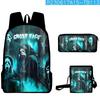2024 Impresión Digital 3D Transfronteriza Nuevo Producto Mochila de Halloween Bolso Escolar Bolso de Hombro Infantil Estuche para Lápices Set de Tres Piezas