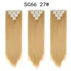Extensiones de Cabello Europeas y Americanas Clip-In Juego de Siete Piezas, Pelucas para Mujer de Comercio Exterior, 16 Piezas de Cabello Clip-In, Cabello Largo Liso de Fibra de Alta Temperatura, Juego de Siete Piezas de Extensiones de Cabello