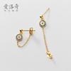 Pendientes de Plata S925 Nalan para Mujer, Estilo Coreano, Frescos y Sencillos, Pendientes Redondos de Diamante Azul Microincrustados Ojo del Diablo, Joyería G5860