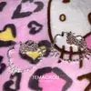 Moda Vintage Retro Brincos de Prata Kitt Cheios de Diamante Brincos Exagerados Femininos Acessórios Decorativos Fofos Brincos