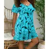 Vestido Popular da Amazon Verão 2022 Novo Europeu e Americano Transfronteiriço Saia Vestido Estampado de Manga Curta de Verão