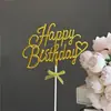 Inserto de Pastel de Feliz Cumpleaños Tridimensional Transfronterizo Plástico Estampado en Caliente Decoración de Pastel de Feliz Cumpleaños Suministros para Fiesta