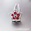 Horquilla para el cabello con forma de flor de cinco pétalos hueca con incrustaciones de diamantes de colores, estilo étnico, con forma de flor, con clip en U, para la cabeza