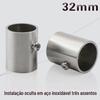 Assento de flange de cilindro de aço inoxidável de 32 mm assento de flange oculto assento de tubo redondo assento de haste de cabide de guarda-roupa assento de passagem de roupas