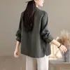 Toma real 2026 Primavera/Otoño Nuevo Bai Bai Han Ma - Estilo Occidental Old Money Listo para usar Lavado Enzimático Chaqueta Casual Noble Arrugada Mujer