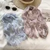 Bufanda larga plisada estilo japonés, bufanda fina estilo coreano, calentador de cuello para mujer, bufanda larga para el cuello, cinta para el pelo, bufanda decorativa