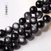 Runya Cristal Obsidiana Negra Natural Contas Redondas Semi-Acabadas DIY Contas Soltas Acessórios para Miçangas Atacado