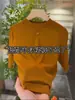Camiseta elegante para mujer, de un solo hombro, con cuello mao pequeño y manga de tres cuartos, capa base versátil de color liso, elegante top interior de manga corta
