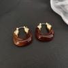 Aretes ovalados irregulares de aguja de plata chapados en oro, aretes elegantes Maillard, aretes retro de moda de alta calidad para mujer