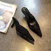 Mules de Tacón Alto Punta Fina Estilo Francés Zapatillas Destalonadas para Mujer 2026 Verano Nuevos Malla Encaje Tacones Altos Elegantes