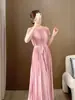 Falda plisada de encaje con cordones de temperamento de alta gama Shenzhen Nanyou de alta gama Comercio exterior transfronterizo para mujer Vestido plisado Largo