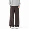 Pantalones de pierna ancha personalizados/de alta gama, color liso, corte holgado, estilo de pierna recta, nuevos de estilo americano hasta el suelo, pantalones casuales de pierna curva, gris oscuro