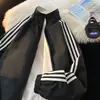 Chaqueta Unisex Reversible Estilo Americano a Rayas, Cuello Alto para Primavera y Otoño, Nueva Chaqueta Casual de Moda para Pareja