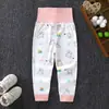 Calças de Algodão Puro para Crianças, Calças de Cintura Alta Protetoras da Barriga para Primavera e Outono de Bebês, Leggings para Meninas, Calças de Outono para Meninos, Calças de Dormir para Bebês