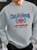 Sudadera Casual Holgada para Hombre Otoño e Invierno con Estampado de Letras de California y Cuello Redondo de Manga Larga