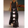 Nuevo vestido largo retro europeo y americano de verano, cuello en V, multicolor, largo, sexy, sin mangas