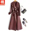 Casaco Trench de Couro Feminino Estilo Novo 2026, Casaco de Pele de Ovelha de Comprimento Médio, Slim Fit, Elegante, Tamanho Plus