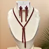 Collar de Borla de Zirconia Aretes Set de Dos Piezas Moda Europea y Americana Lujo Accesible Cadena Elegante para la Clavícula Accesorios de Nicho de Alta Gama para Mujeres