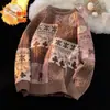 Suéter de Forro Polar Cálido para Invierno Adolescente Marca de Moda Estilo Hong Kong Estilo Japonés Moderno Atractivo Suéter de Punto Holgado Chaqueta de Punto Retorcido Moderna para Hombre