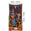 Fondo de Halloween Transfronterizo Poliéster Impreso Calavera Cementerio Calabaza Tela Colgante Decoración Fotografía de Fiesta Suministro Directo del Fabricante