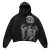 Suéter viejo lavable con forro polar de algodón para hombre y mujer, holgado, con estampado de calavera y personalidad de Halloween, estilo hip-hop europeo y americano