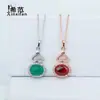 Collar de calabaza de calcedonia verde en plata esterlina s925 para mujer, cadena de clavícula con incrustaciones de diamantes y jade plateado, estilo coreano, elegante, ligero, de lujo, a la moda, gran oferta.