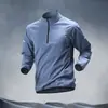 Sudadera de manga larga transfronteriza para hombre, estilo americano, con media cremallera, adecuada para correr, primavera y verano, entrenamiento y ciclismo